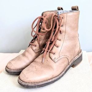 Clarks Originals Women's Maru Elsa Combat Boot Khaki Leather